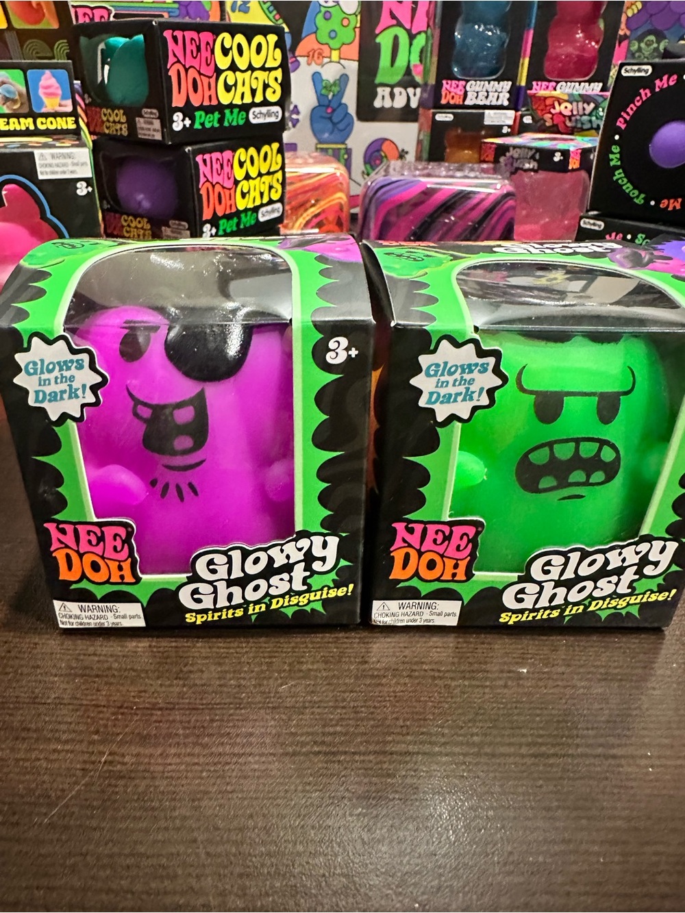 Nee Doh Glowy Ghost Plush Toy - Purple or Green